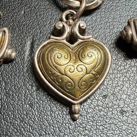 Vintage BRIGHTON Cherish Two-Tone Charm Bracelet Reversible Silver Plate Size 7" - Picture 7 of 11